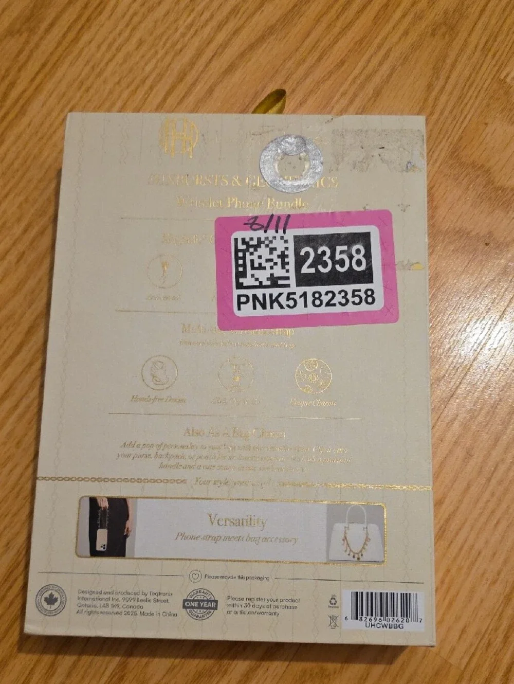 House of Harlow 1960 Beige iPhone 16 Pro Max Case with Gold Wristlet Chain